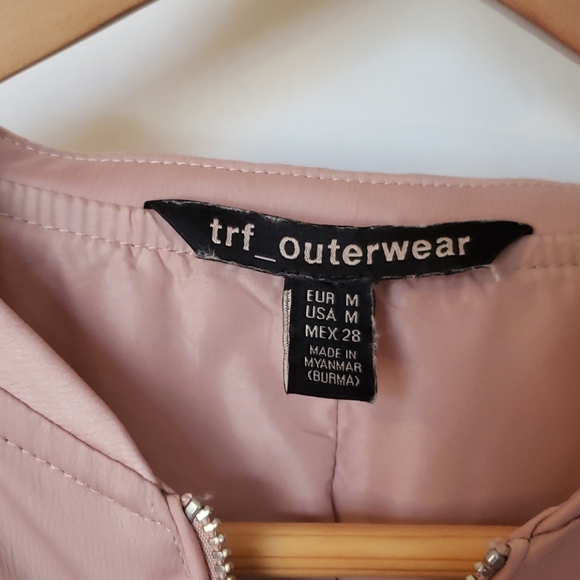 Pink Satin Bomber Jacket Ruffle Detail - Picture 2 of 8